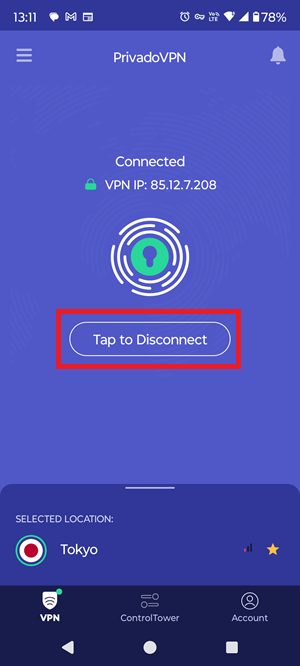 PrivadoVPN　使い方