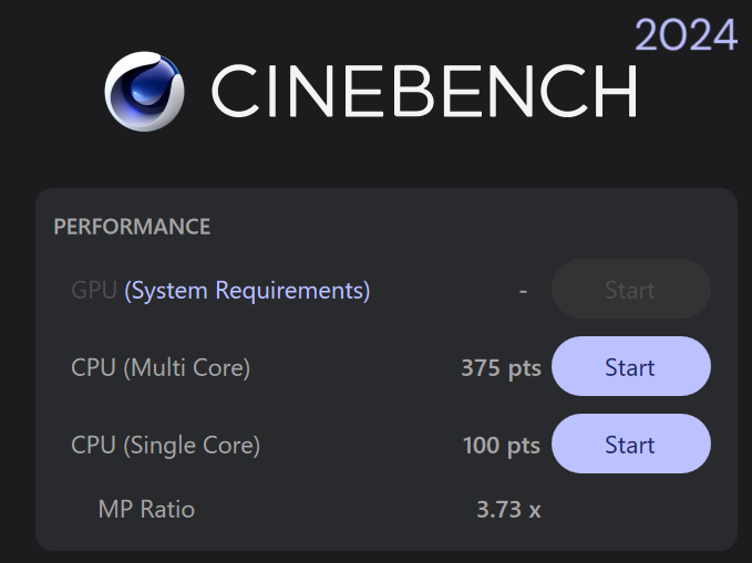 HP Envy x360 14-fc Cinebench 2024計測結果