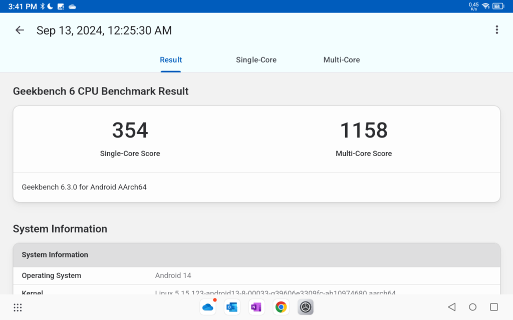 Blackview Tab 90 Wifi Geekbench 6のベンチマーク計測結果