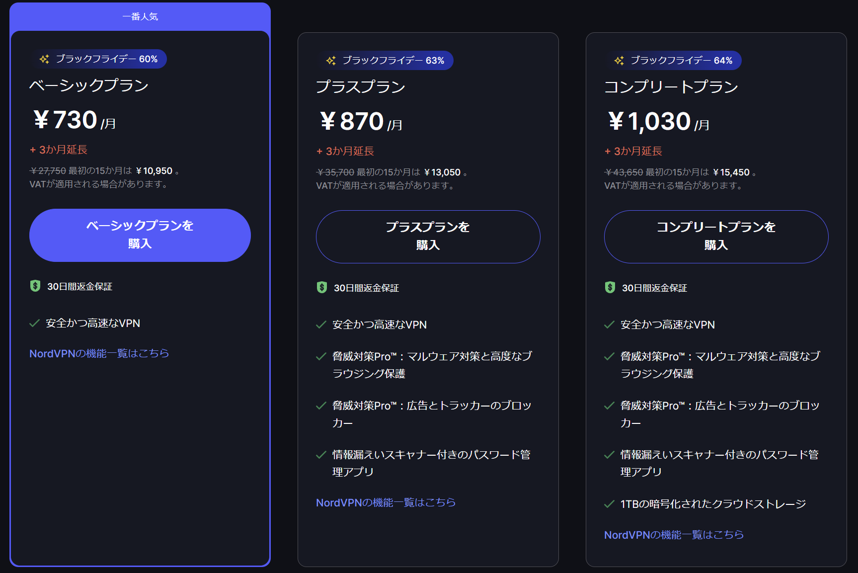 NordVPNの価格　1年プラン