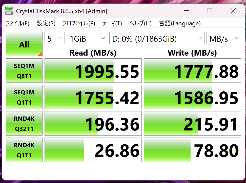 Crucial X10 Pro シーケンシャル速度計測結果