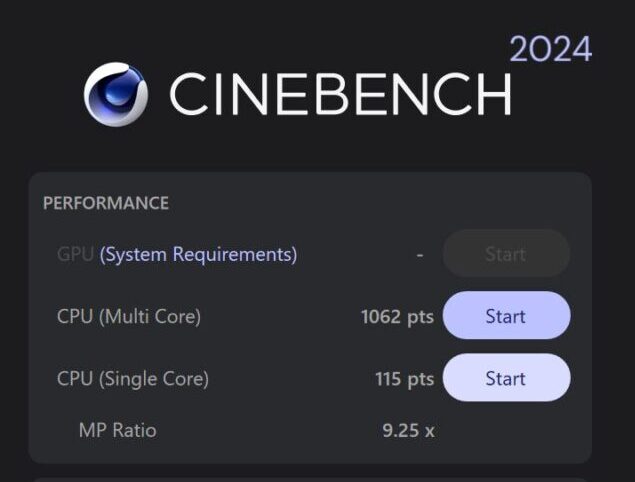 ASUS Vivobook S 14 OLED(M5406WA) Cinebench 2024計測結果