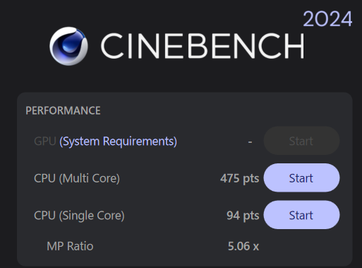 HP Elitebook 830 G11 Cinebench 2024計測結果