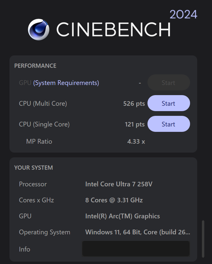 HP OmniBook Ultra Flip 14-fh Cinebench 2024計測結果