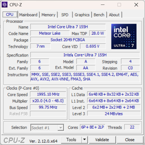 HP Elitebook 1040 G11 CPU-Z