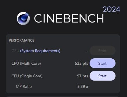 HP ProBook 460 G11 Cinebench 2024スコア計測結果