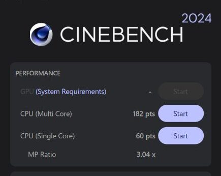 ACEMAGIC AX15 Cinebench 2024計測結果
