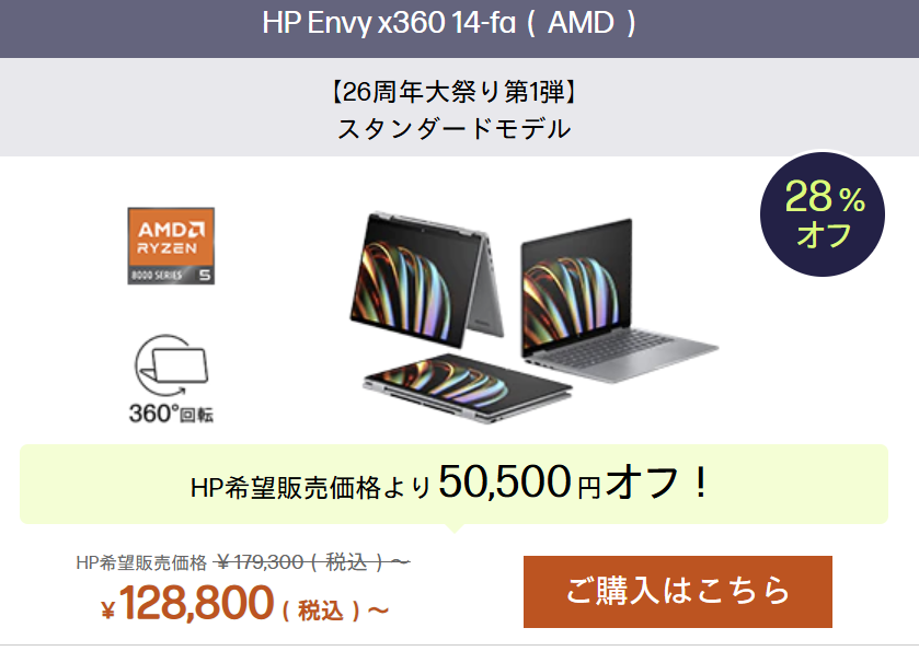 HP Envy x360 14-fa（AMD）