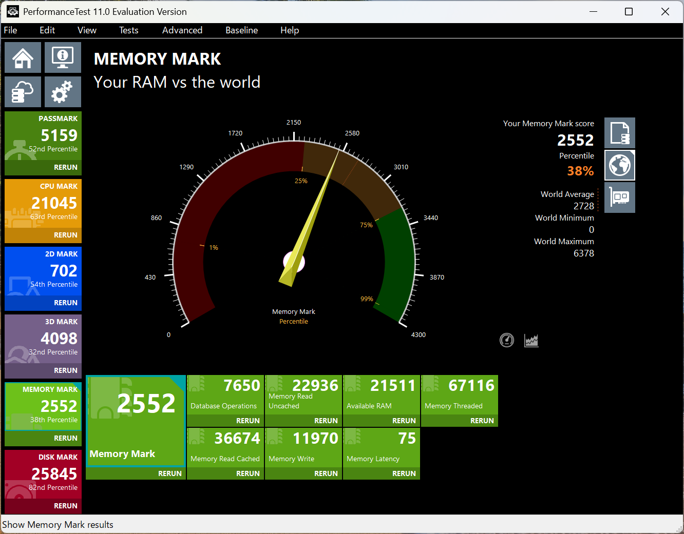 EliteBook 8 G1i 13 　Memory Mark計測結果