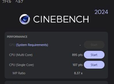 ASUS TUF Gaming T500 Cinebench 2024計測結果