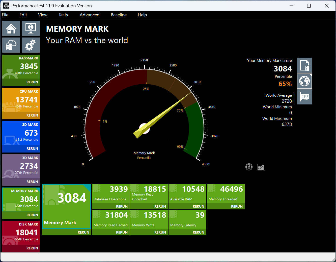 NEC VersaPro J UltraLite Memory Mark計測結果
