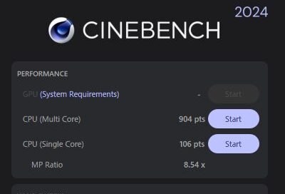 HP ProDesk 2 Tower G1a Desktop AI PC Cinebench 2024計測結果