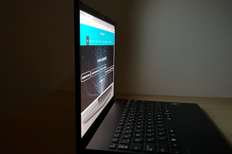 NEC VersaPro J UltraLite ディスプレイ 視野角のチェック　横から