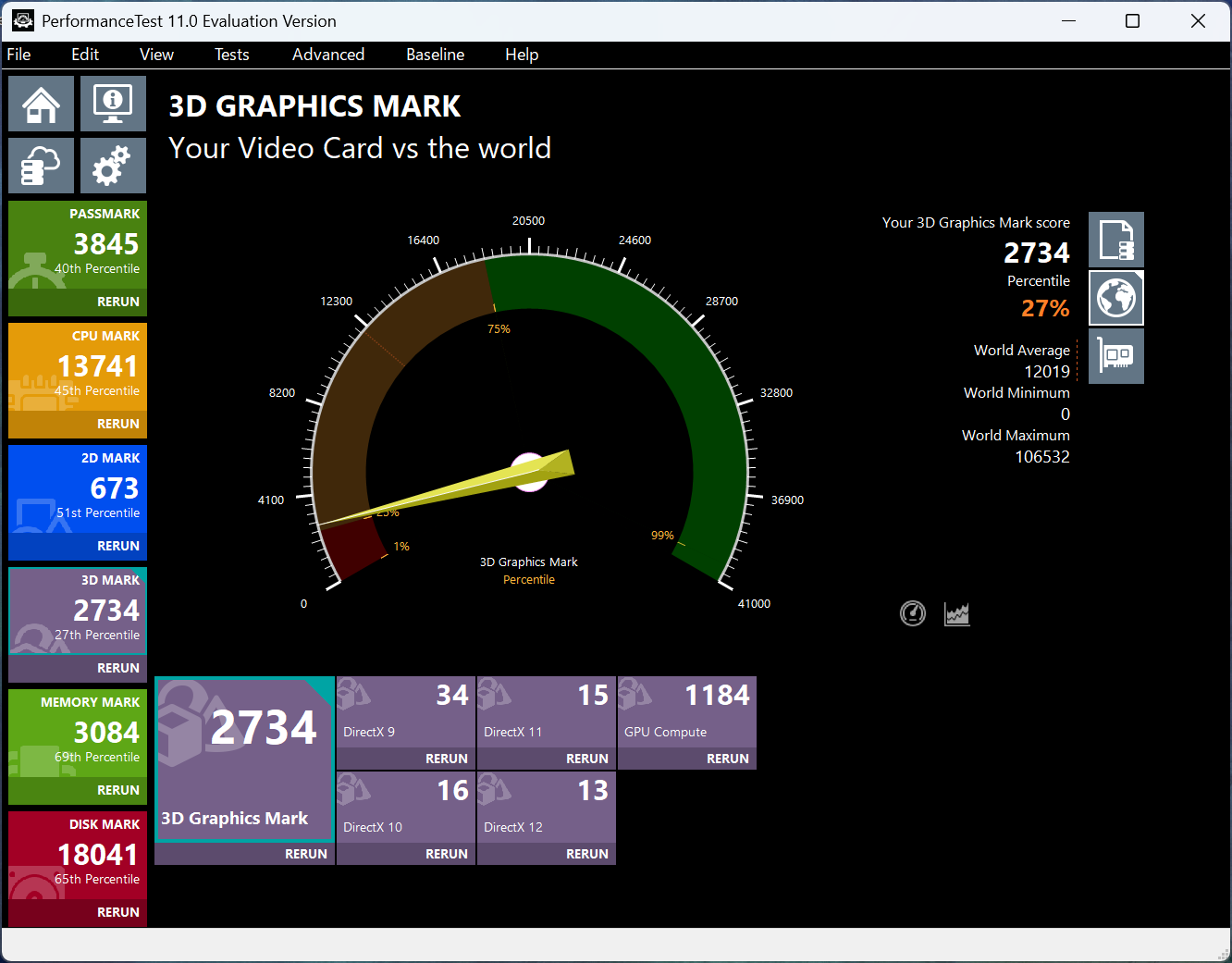 NEC VersaPro J UltraLite 3D Graphics Mark計測結果