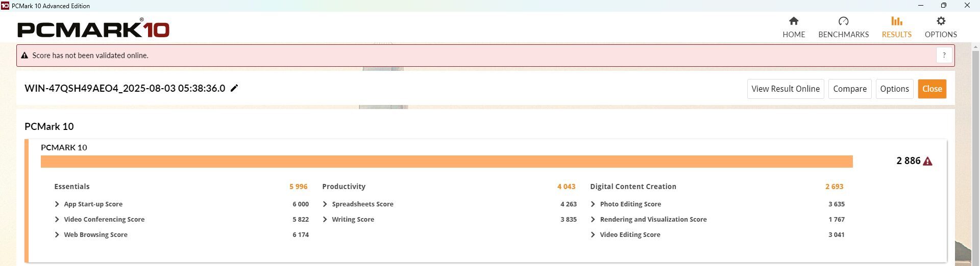 ACEMAGIC VISTA Mini V1 PCMark10計測結果