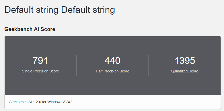 ACEMAGIC VISTA Mini V1 Geekbench AI計測結果