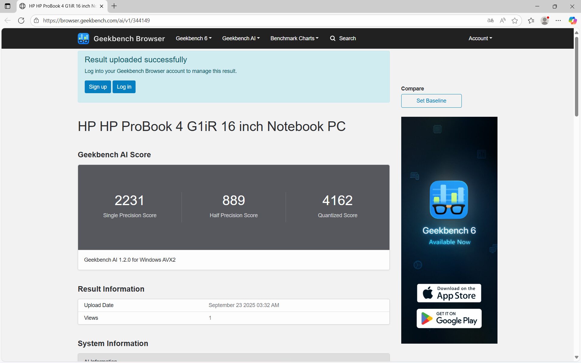 HP EliteDesk 8 Tower G1i Desktop AI PC Geekbench AI計測結果