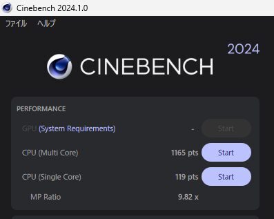 HP ProDesk 4 Tower G1i Desktop PC Cinebench 2024計測結果