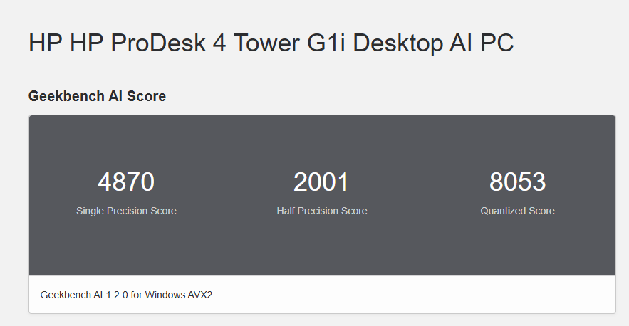 HP ProDesk 4 Tower G1i Desktop PC Geekbench 10計測結果