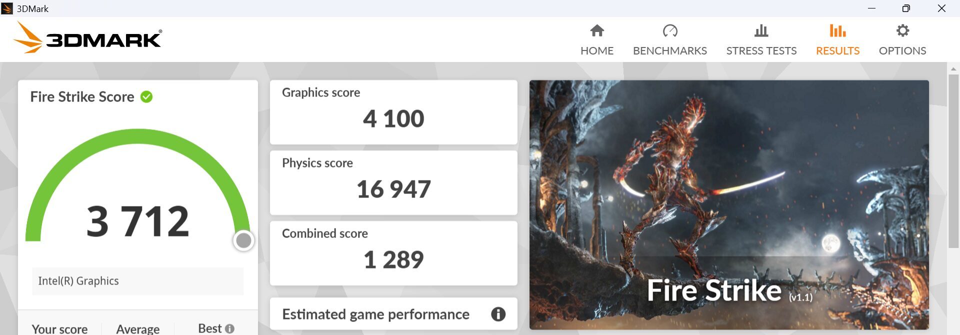 HP ProBook 4 G1iR 14 Fire Strike計測結果