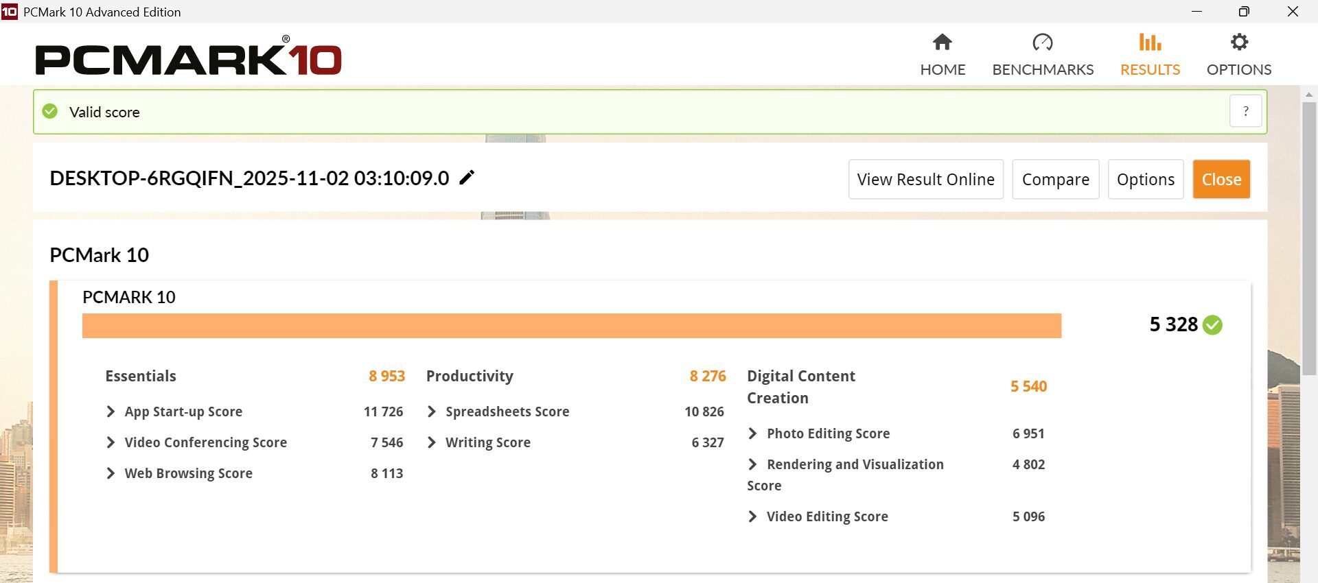 HP EliteDesk 8 Mini G1a Desktop PC PCMark10計測結果