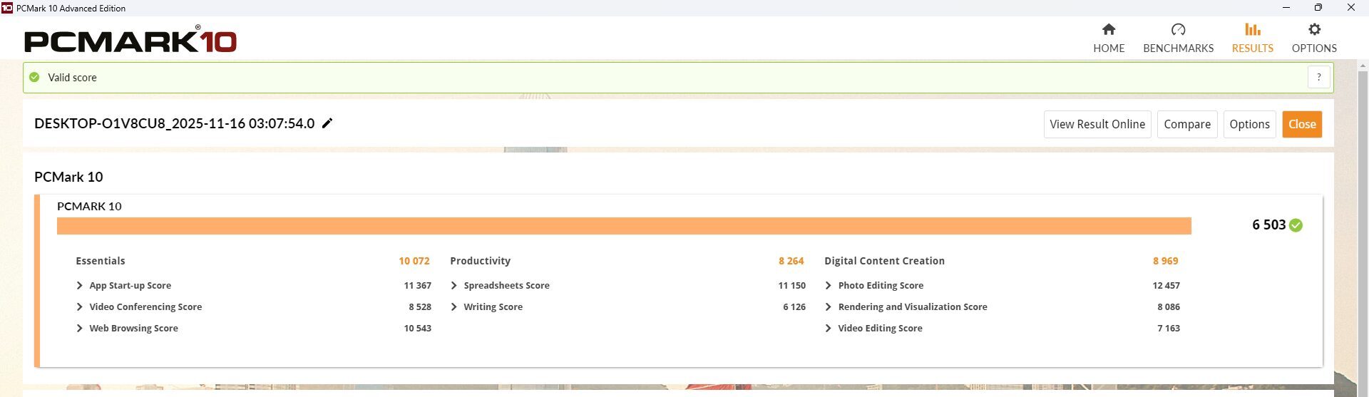 HP EliteDesk 8 Mini G1i Desktop AI PC PCMark10計測結果
