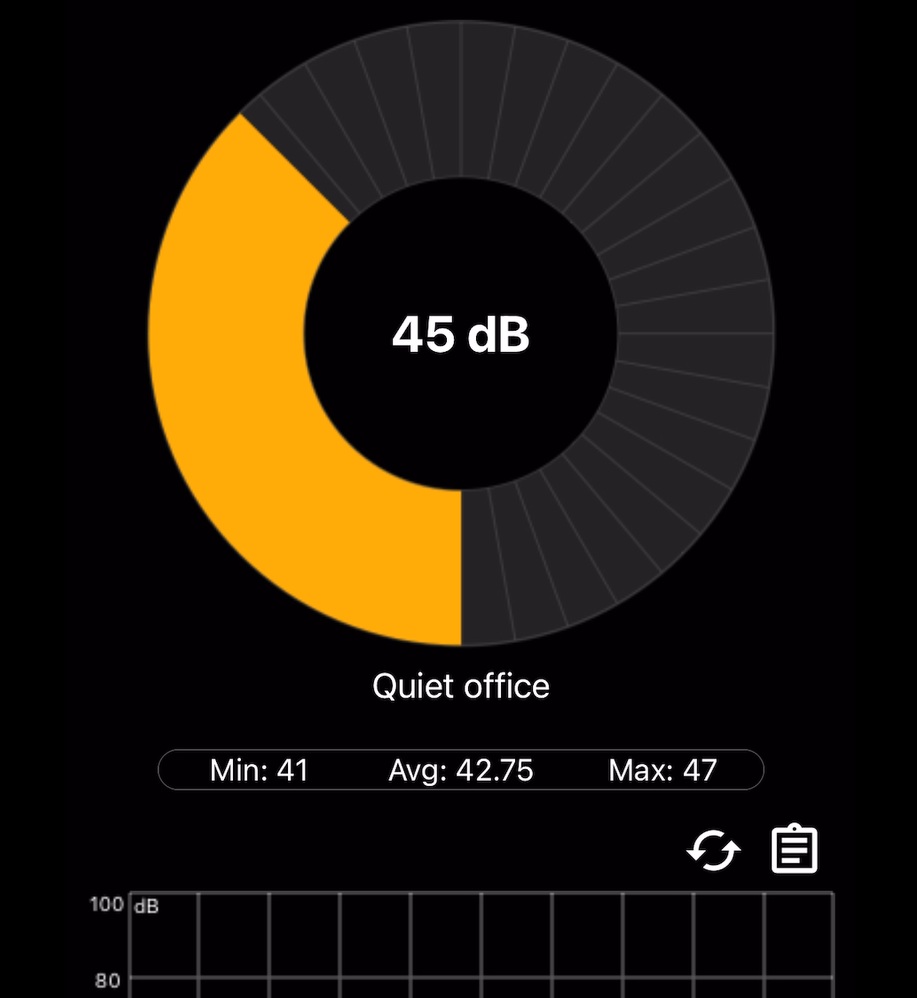 HP EliteDesk 8 Mini G1a Desktop PC ベンチマーク実行時のPC騒音値