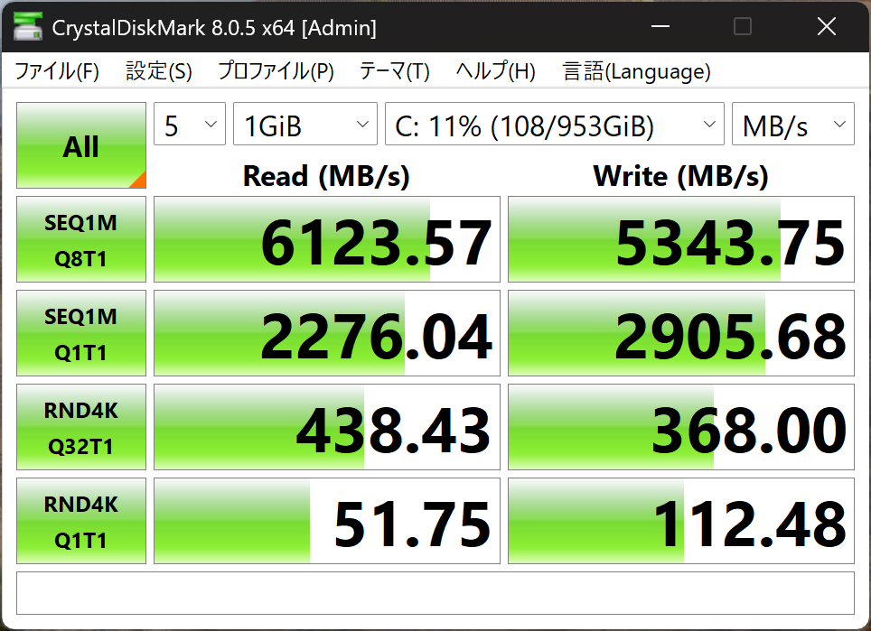 HP OmniBook X Flip 14-fm シーケンシャル速度計測結果