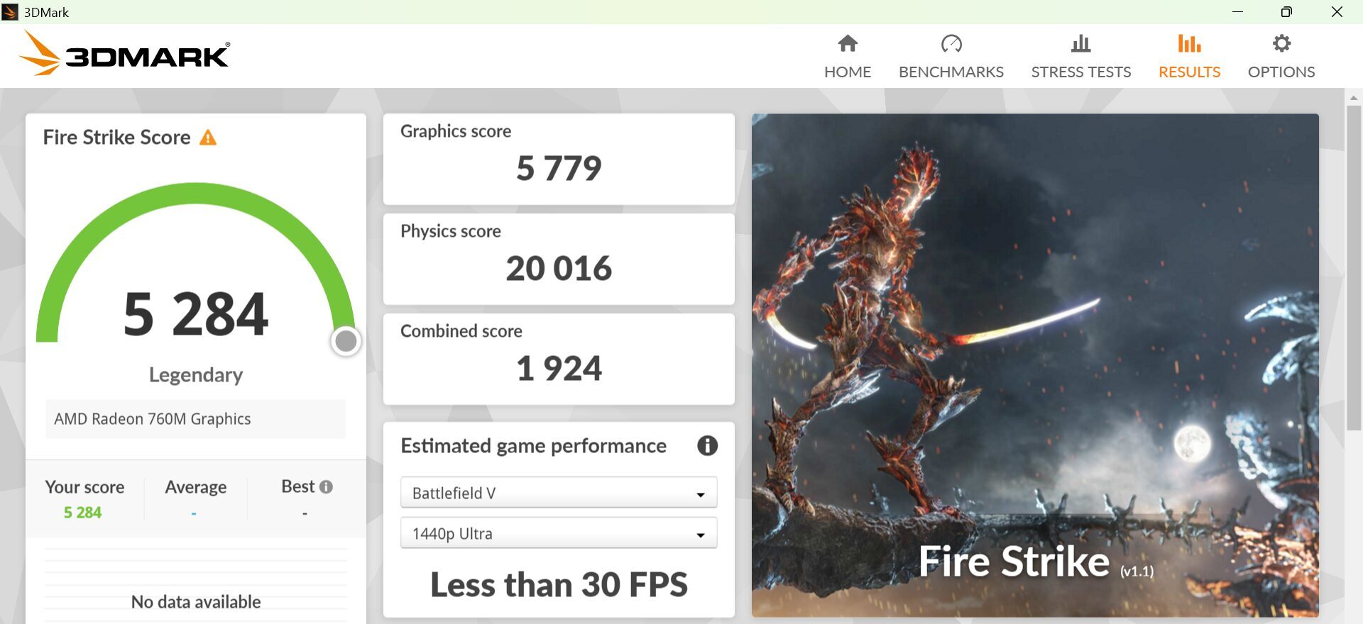 LAVIE Direct N14 Slim 2025年秋モデル Fire Strike計測結果