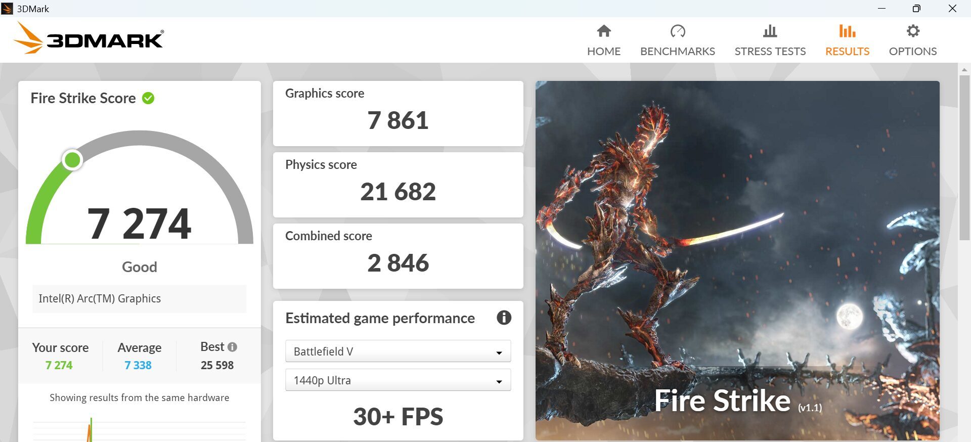dynabook GRZZ Fire Strike計測結果