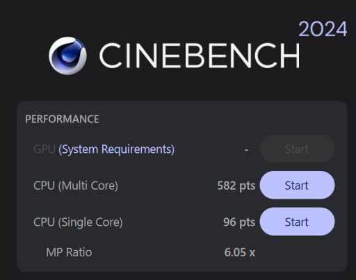Dynabook RA/ZY シネベンチ2024計測結果