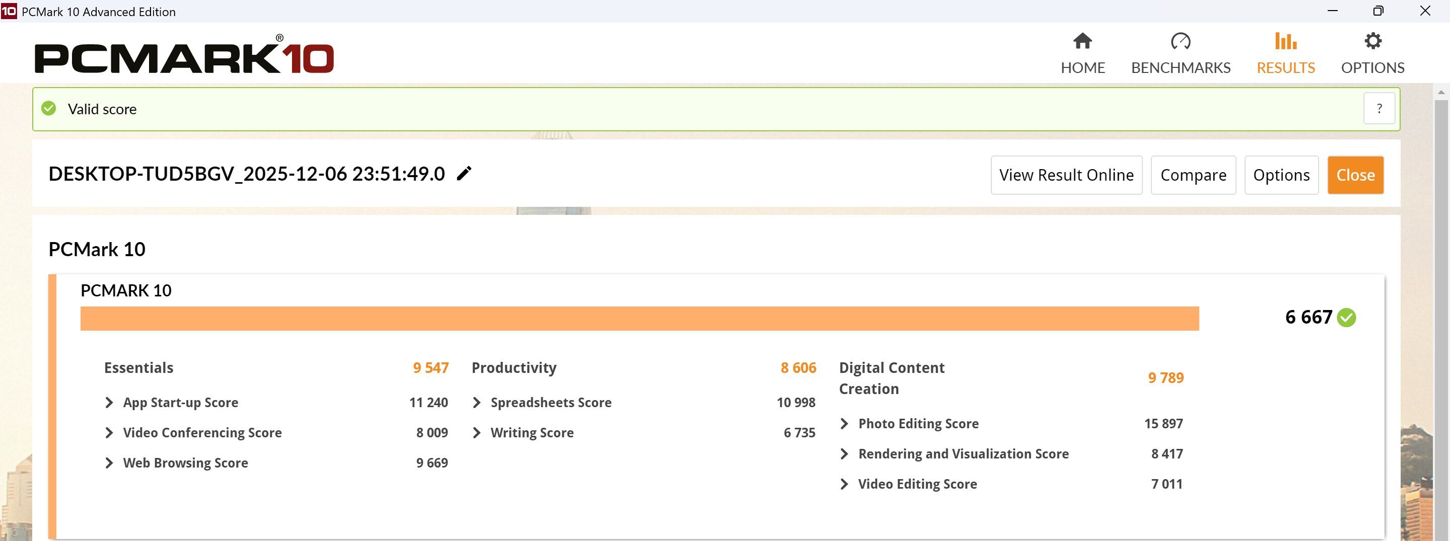 HP OmniBook X Flip 14-fm PCMark10計測結果