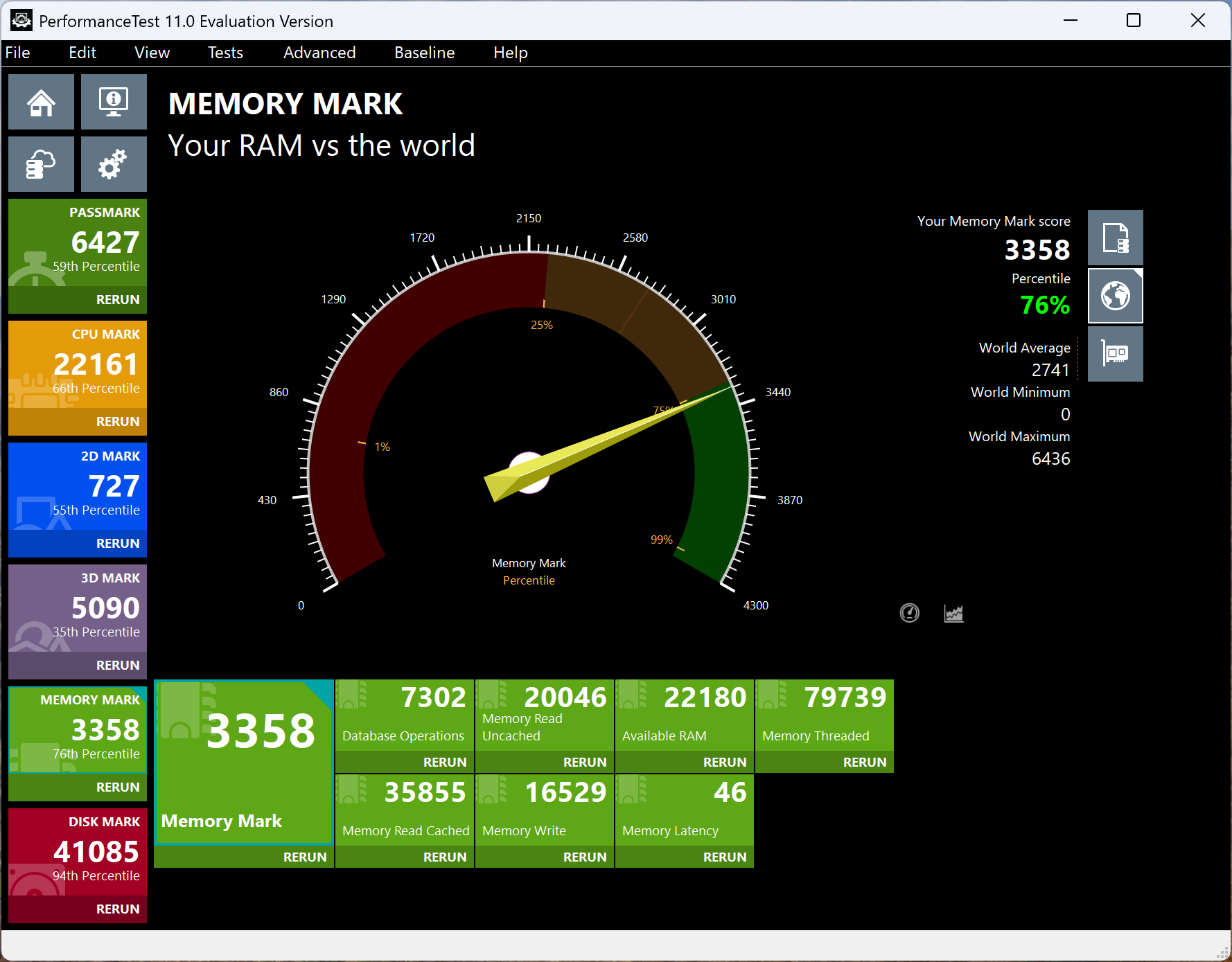 HP OmniBook X Flip 14-fm Memory Mark計測結果