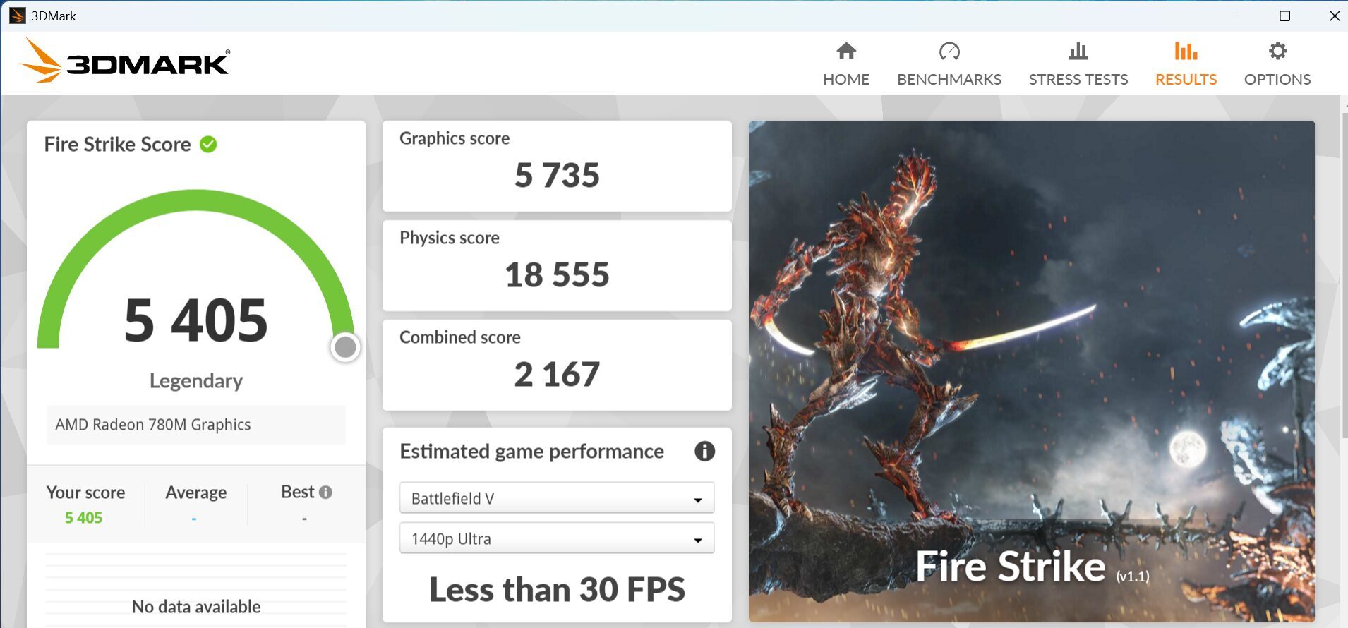 Dynabook RA/ZY Fire Strike計測結果