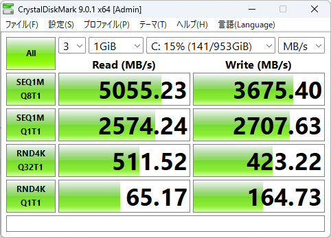 HP EliteDesk 8 SFF G1i Desktop AI PC シーケンシャル速度計測結果