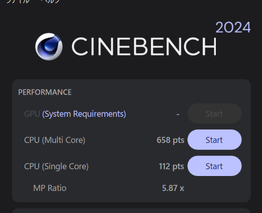 HP EliteBook 6 G1a 14 CPU Mark計測結果