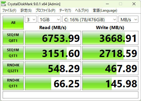 HP ProDesk 4 Mini G1i Desktop AI PC シーケンシャル速度計測結果