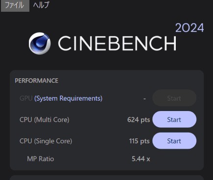 HP OmniBook 5 16-ag Cinebench 2024計測結果