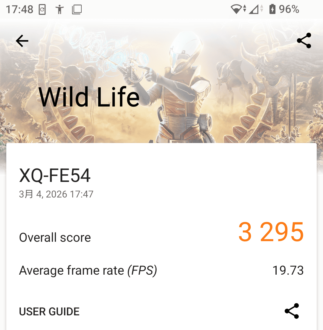 Xperia 10 VII Wild life計測結果