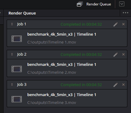 HP ProStudio 4 All-in-One G1i 23.8 inch Desktop AI PC 4K動画エンコード時間計測結果。3回の平均は4分32秒