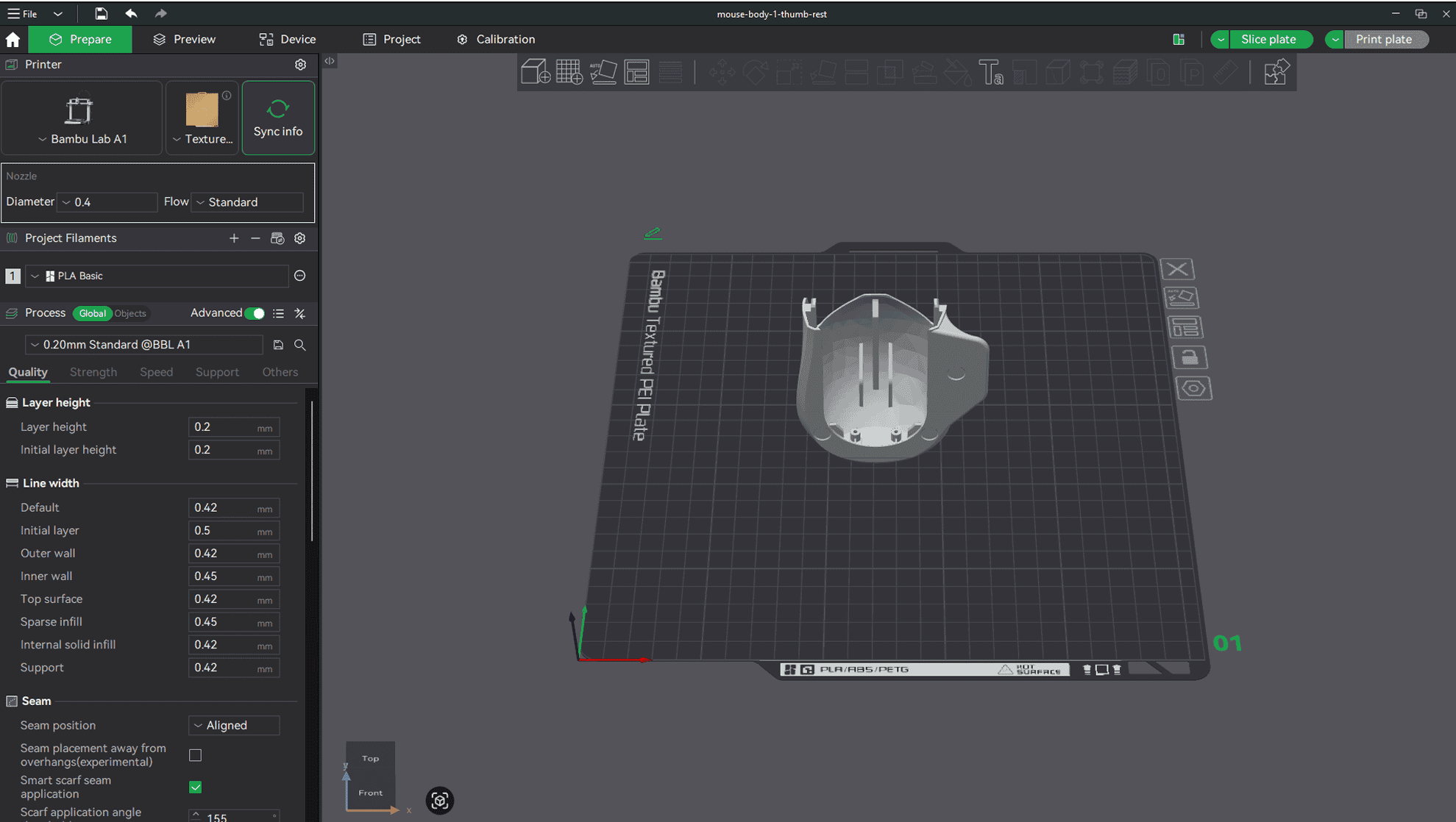 3DプリンタでHyperX Pulsefire Saga Proマウスのパーツを作る。スライサーにファイルを読み込む