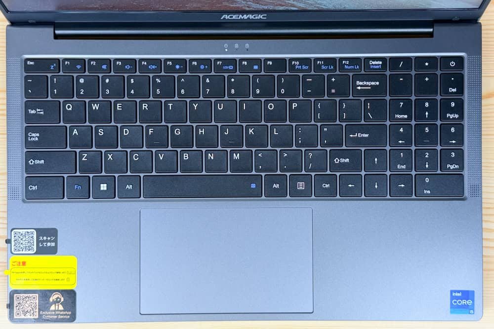 ACEMAGIC LX15PRO Core i5-12600Hモデルのキーボード全体図