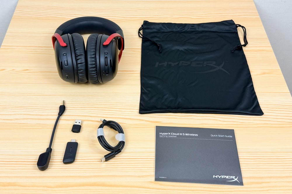 HyperX Cloud III S Wireless ゲーミングヘッドセット　同梱品