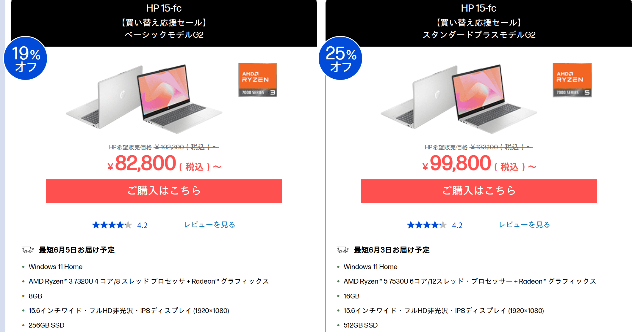 HP 15-fcセール価格82800円