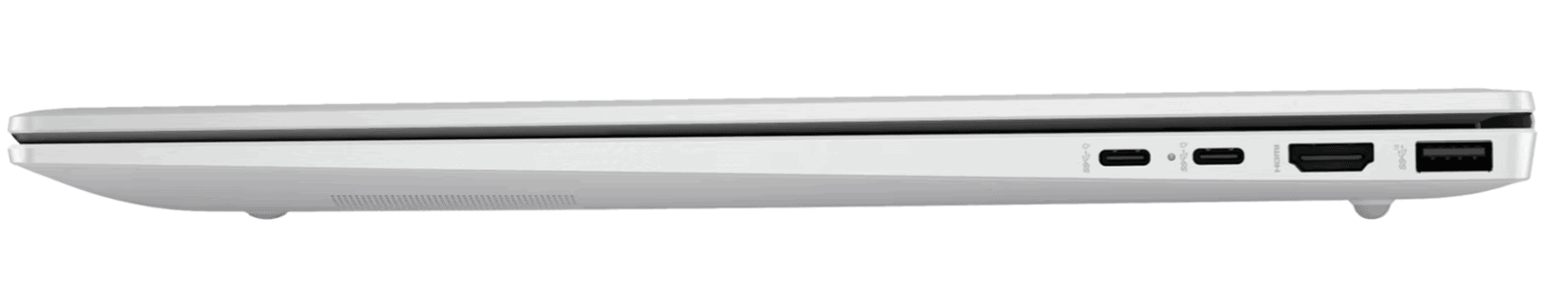 HP OmniBook 5 16-af インターフェイス。フル機能のUSB Type-C 10Gbpsが2つ、HDMI、USB-A