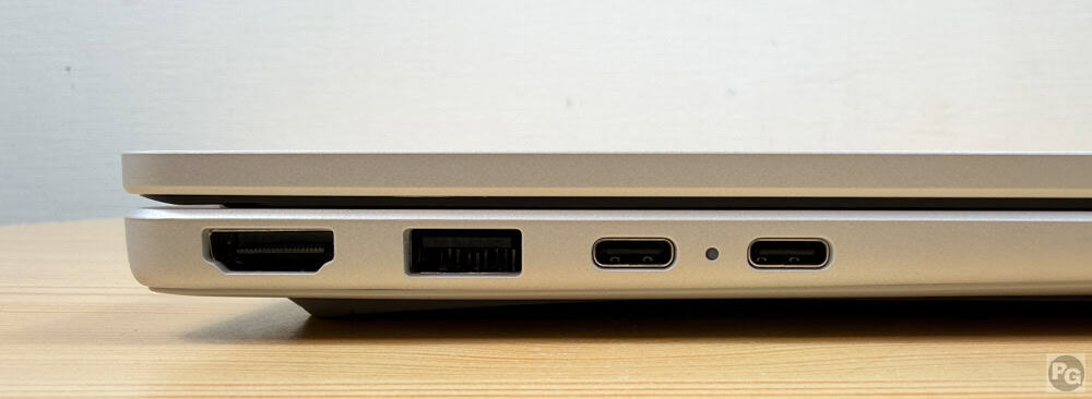 HP OmniBook 3 16-bz左側面インターフェイス。HDMI,USB-A、USB Type-C