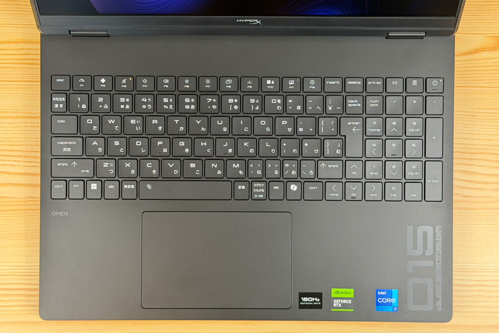 HyperX OMEN 15 Intelのキーボード