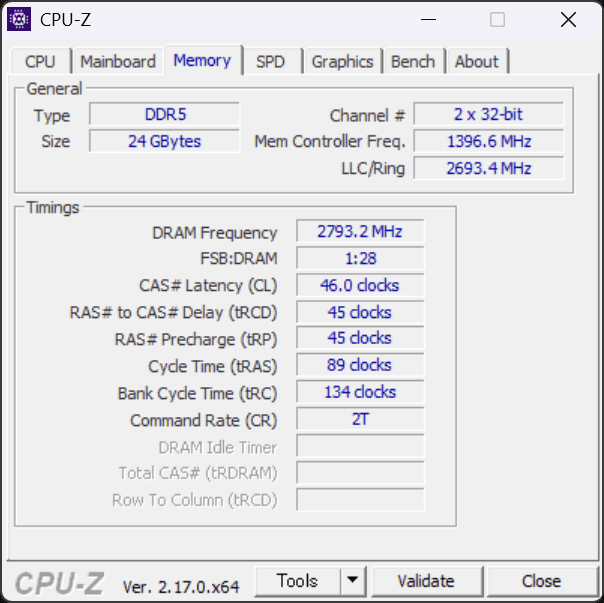 HyperX OMEN 16 Intel CPU-Z メモリ詳細