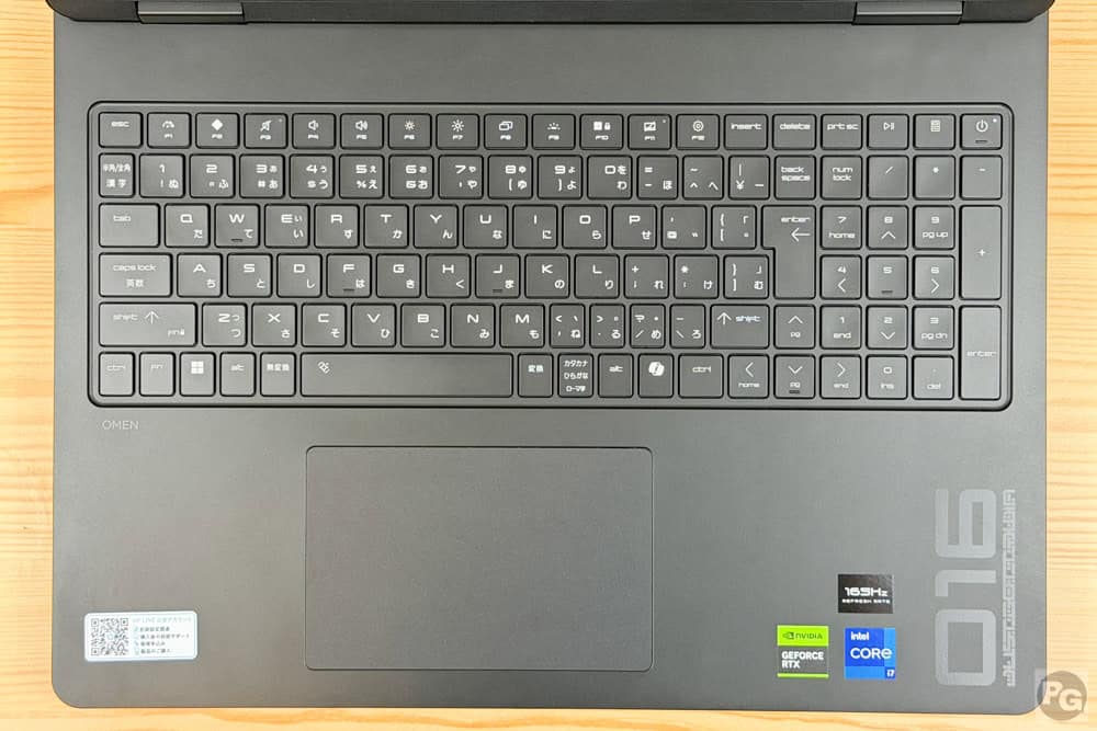 HyperX OMEN 16 Intel 4 zone RGB＋8Kポーリングレートキーボード