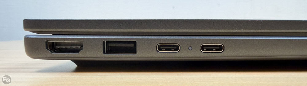 OmniBook 3 16-by/bwのインターフェイス。左側面にはHDMI,USB-A、USB Type-C 10Gbpsが2つ